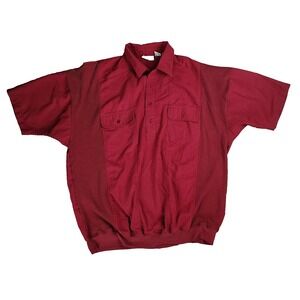 King Size Men Shirt Tall and Big Short Sleeve Vintage‎ Design Red 2XL Collar